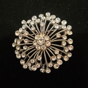 Elegant Silver Crystal Brooch